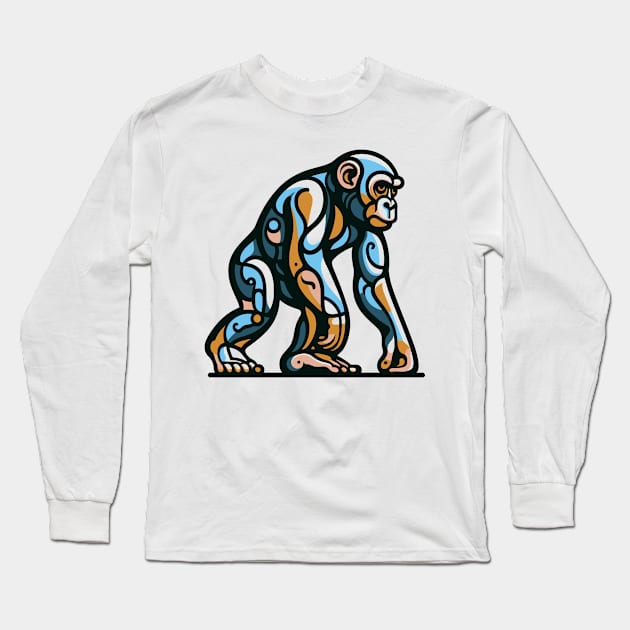 Pop art monkey illustration. cubism illustration of monkey Long Sleeve T-Shirt by gblackid